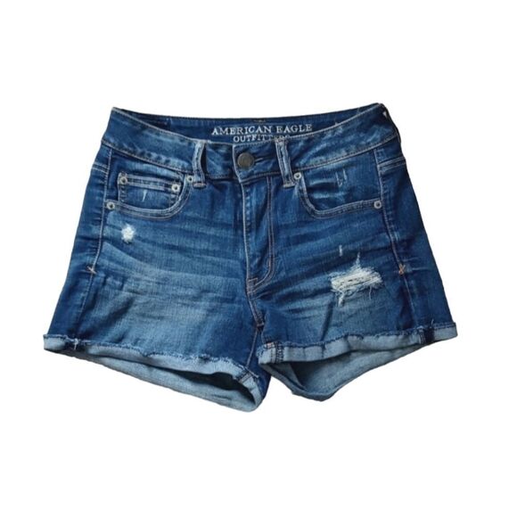 American Eagle Distressed Shorts Super Stretch Size 2 - Picture 1 of 4